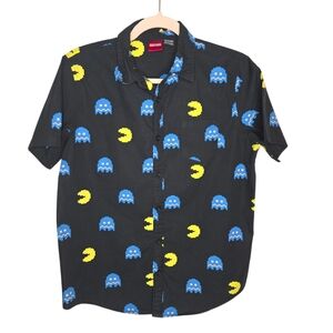 Pac-Man Bnei Boys Print Short Sleeve Button-Down Shirt Top XXL